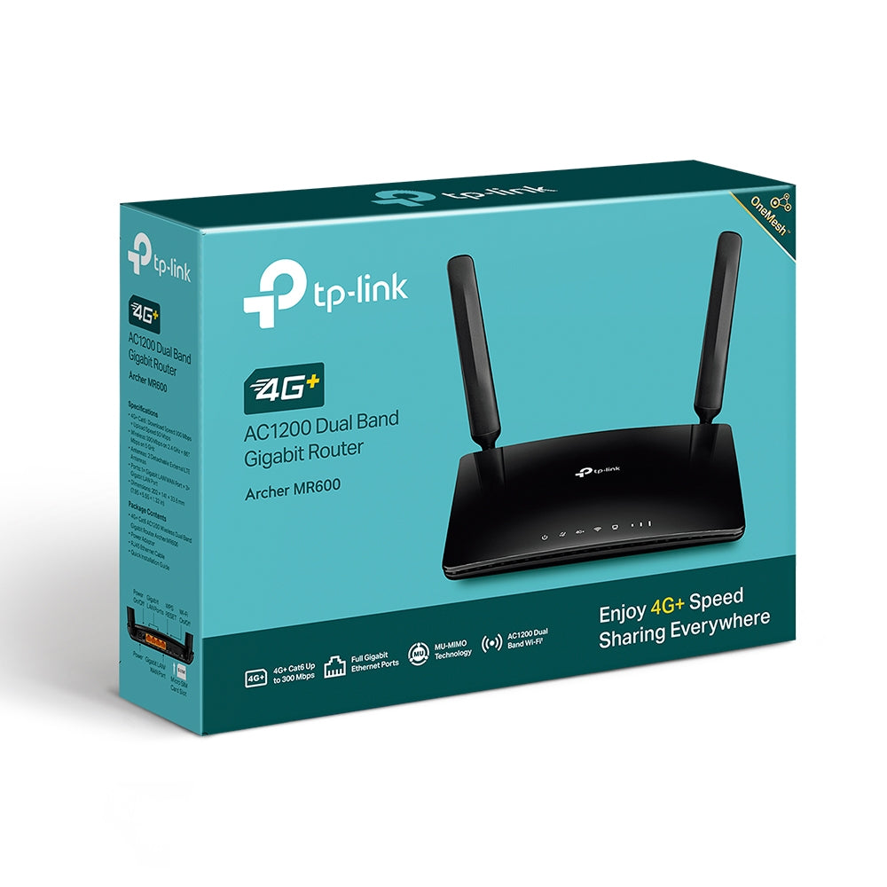 TP-Link Archer MR600 4G+ Cat6 AC1200 Wireless Dual Band Gigabit Router | MU-MIMO | Full Gigabit Ports TP-Link Archer MR600 4G+ Cat6 AC1200 Wireless Dual Band Gigabit Router | MU-MIMO | Full Gigabit Ports